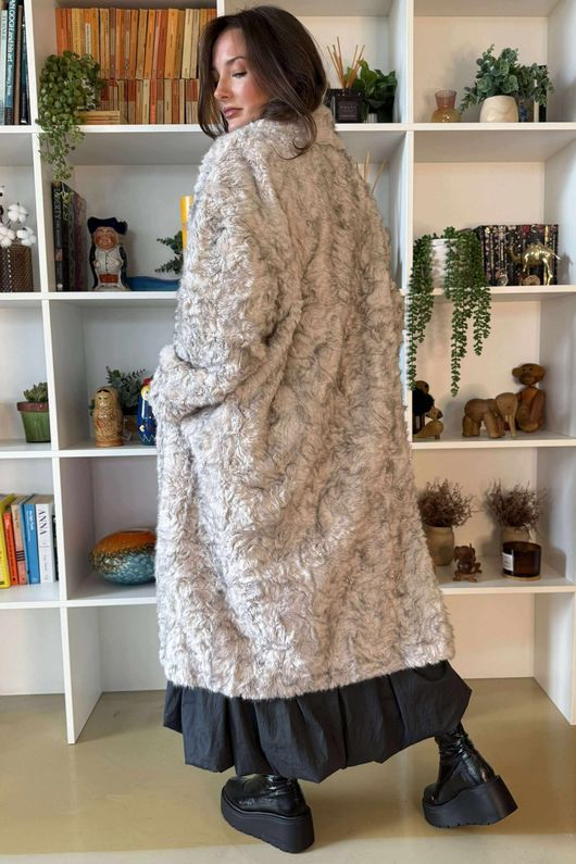 Paloma Dusk Premium Faux Fur Coat Grey Mist